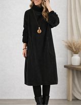 Jenny™ - Rollkragen-Midikleid – Schwarz