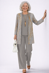 Alison | Elegantes 3-teiliges Casual-Set – Blau & Gold Marmor