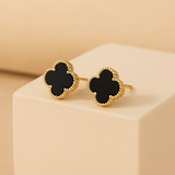 Kleeblatt Ohringe in Gold – Schwarz