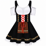 Leni | Dirndl mit Schürze im Trachten-Stil – Schwarz/Weiße Schürze