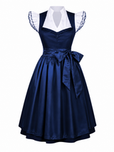 Josephine | Elegantes 3-teiliges Satin-Dirndl – Dunkelblau