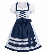Heidi | Damen Dirndl mit Schürze im Trachten-Stil – Blau Blumen