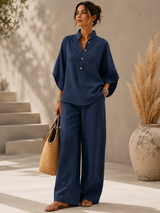 Mariel | Elegantes Damen-Set mit Fledermausärmeln – Marineblau