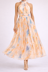 Ingrid | Damen Neckholder-Kleid Aquarellmuster – Aquarell Neckholder Kleid – Aquarell Pastell