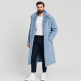 Henrik | Langer Luxus-Wintermantel für Herren – Blau