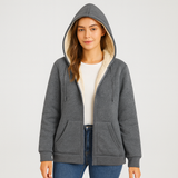 Sienna | Kuschelige Fleece-Kapuzenjacke – Dunkelgrau