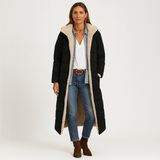 Amara | Wendbarer Wintermantel mit flauschiger Kapuze für Damen – Schwarz