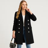 Clarisse Eleganter zweireihiger Wintermantel – Schwarz