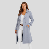 Eloise Eleganter zweireihiger Herbstmantel – Blaugrau