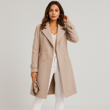 Eloise Eleganter zweireihiger Herbstmantel – Hellbeige