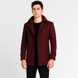 Alaric | Wasserdichter Winter-Businessmantel – Rotwein
