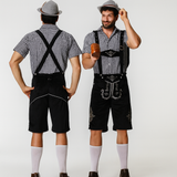 Herren Lederhose Braun – Traditionelle Trachtenhose mit Trägern für Oktoberfest München – Schwarz