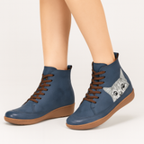 Leonore | Winterstiefel mit Katzenmuster – Blau