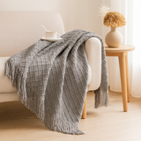 Weiche, gemütliche Überwurfdecke im Vintage-Stil mit geometrischem Muster für Couch und Bett – Khaki