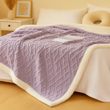 Verdickte doppelseitige Fleece-Bettdecke – Taro-Lila