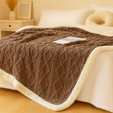 Verdickte doppelseitige Fleece-Bettdecke – Dunkler Kaffee