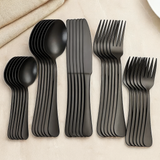 Rowan | 30-teiliges Edelstahl-Besteckset – Schwarz