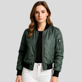 Leichter Sommerfliegerjacke für Damen – Eleganter kurzer Mantel – Grün