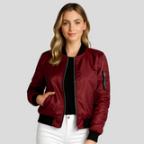Leichter Sommerfliegerjacke für Damen – Eleganter kurzer Mantel – Rot