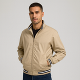 Herren-Bomberjacke mit gestreiftem Besatz – Khaki