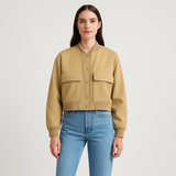 Beige weicher Fliegerjacke für Damen – Lässiger und bequemer Look – Khaki