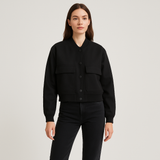 Beige weicher Fliegerjacke für Damen – Lässiger und bequemer Look – Schwarz