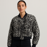 Beige weicher Fliegerjacke für Damen – Lässiger und bequemer Look – Schwarz-Weiß