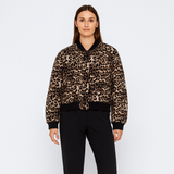 Beige weicher Fliegerjacke für Damen – Lässiger und bequemer Look – Schwarz-Braun