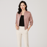 Fliegerblouson aus Satin für Damen – lockere Passform, Reißverschluss, Allwetterstil – Rosa