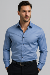 Herrenhemd | Stretch-Design für Alltag Freizeit und Business – Blau