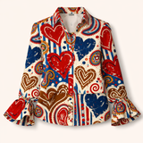 Arinelle - Soft-Touch-Blazer mit Herzmuster – Mehrfarbig