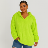 Fleece-Kapuzenpullover – Unifarbenes Damen Sweatshirt mit langen Ärmeln – Grün