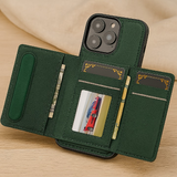 Abnehmbare magnetische Brieftasche für iPhone 11–16 Pro Max/Plus – PU-Leder, 5 Kartenfächer, kabelloses Laden – Grün