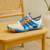 TrailTread Barfußschuhe für Kinder – Leichte und flexible Schuhe für die natürliche Fußentwicklung – Weiß-Blau