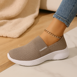 Damen-Slipper zum Hineinschlüpfen – Atmungsaktives Mesh-Obermaterial, weich gepolsterte Innensohle und strapazierfähige Gummisohle – Khaki