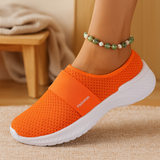 Damen-Slipper zum Hineinschlüpfen – Atmungsaktives Mesh-Obermaterial, weich gepolsterte Innensohle und strapazierfähige Gummisohle – Orange