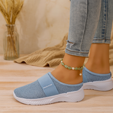 Damen-Slipper zum Hineinschlüpfen – Atmungsaktives Mesh-Obermaterial, weich gepolsterte Innensohle und strapazierfähige Gummisohle – Hellblau