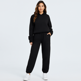 Ultimatives Komfort-Set aus Hoodie und Jogginghose – Gemütliche 2-teilige Loungewear für Frauen – Schwarz