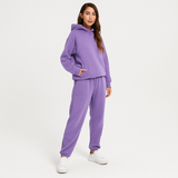 Ultimatives Komfort-Set aus Hoodie und Jogginghose – Gemütliche 2-teilige Loungewear für Frauen – Lila