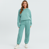 Ultimatives Komfort-Set aus Hoodie und Jogginghose – Gemütliche 2-teilige Loungewear für Frauen – Aquagrün