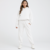 Ultimatives Komfort-Set aus Hoodie und Jogginghose – Gemütliche 2-teilige Loungewear für Frauen – Weiß