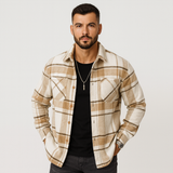Grayson Herren Karomantel – Lässige Streetwear-Jacke mit Revers – Khaki