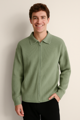 Eli Strickjacke mit Reißverschluss – Grün