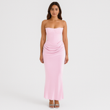 Vivienne – Elegantes Retro-Trägerloses Partykleid – Babyrosa