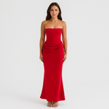 Vivienne – Elegantes Retro-Trägerloses Partykleid – Rot
