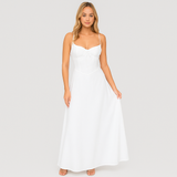 Elara – Elegantes Maxikleid mit Wickel-Design und Spaghettiträger – Weiß