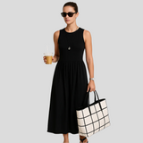 Isla Ärmelloses Casual Maxikleid mit flatterndem Schnitt – Schwarz