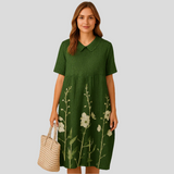 Elena Bloom Legeres Midi-Kleid – Blümchenleichtes Sommer-Eleganz-Kleid – Grün