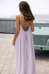 Luna | Backless Maxi-Kleid für Sommerabende – Lila