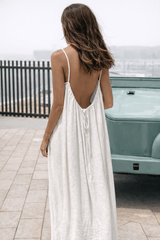 Luna | Backless Maxi-Kleid für Sommerabende – Weiß